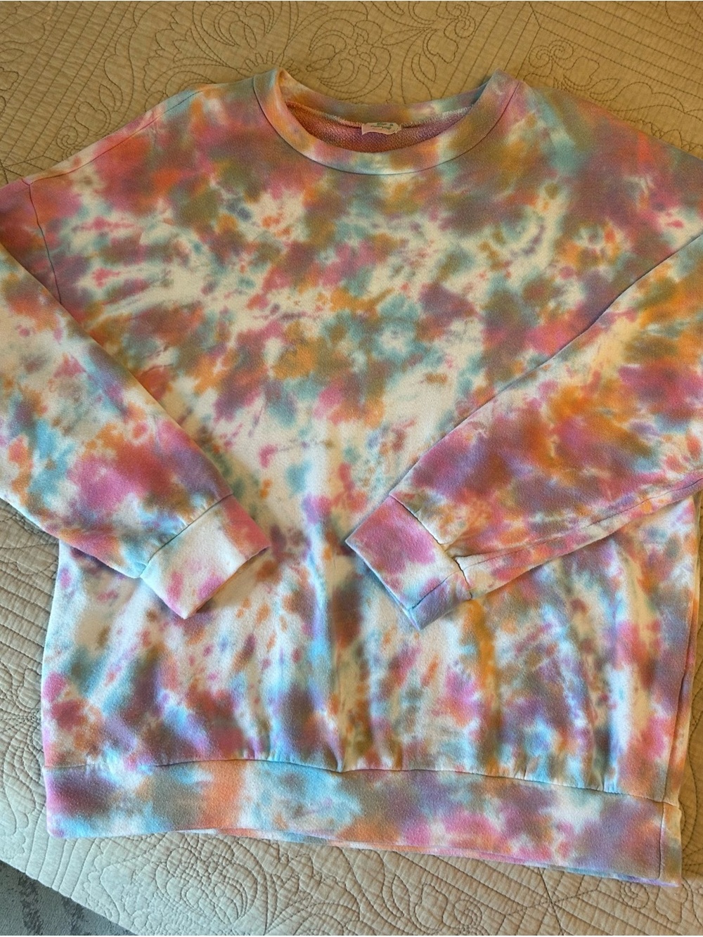 Blue Buttercup Pastel Tie-Dye Crew Sweatshirt - Multicolor